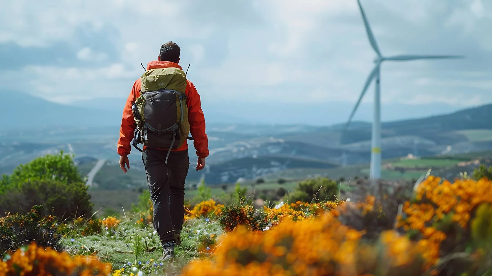 Exploring Tarifa: Man Hiking with Wind — free download from Dotvec