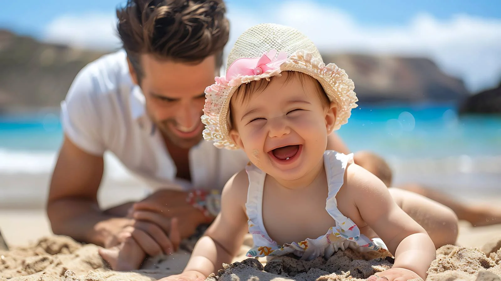Joyful Baby Playing Outdoors in Lanzarote — free download from Dotvec