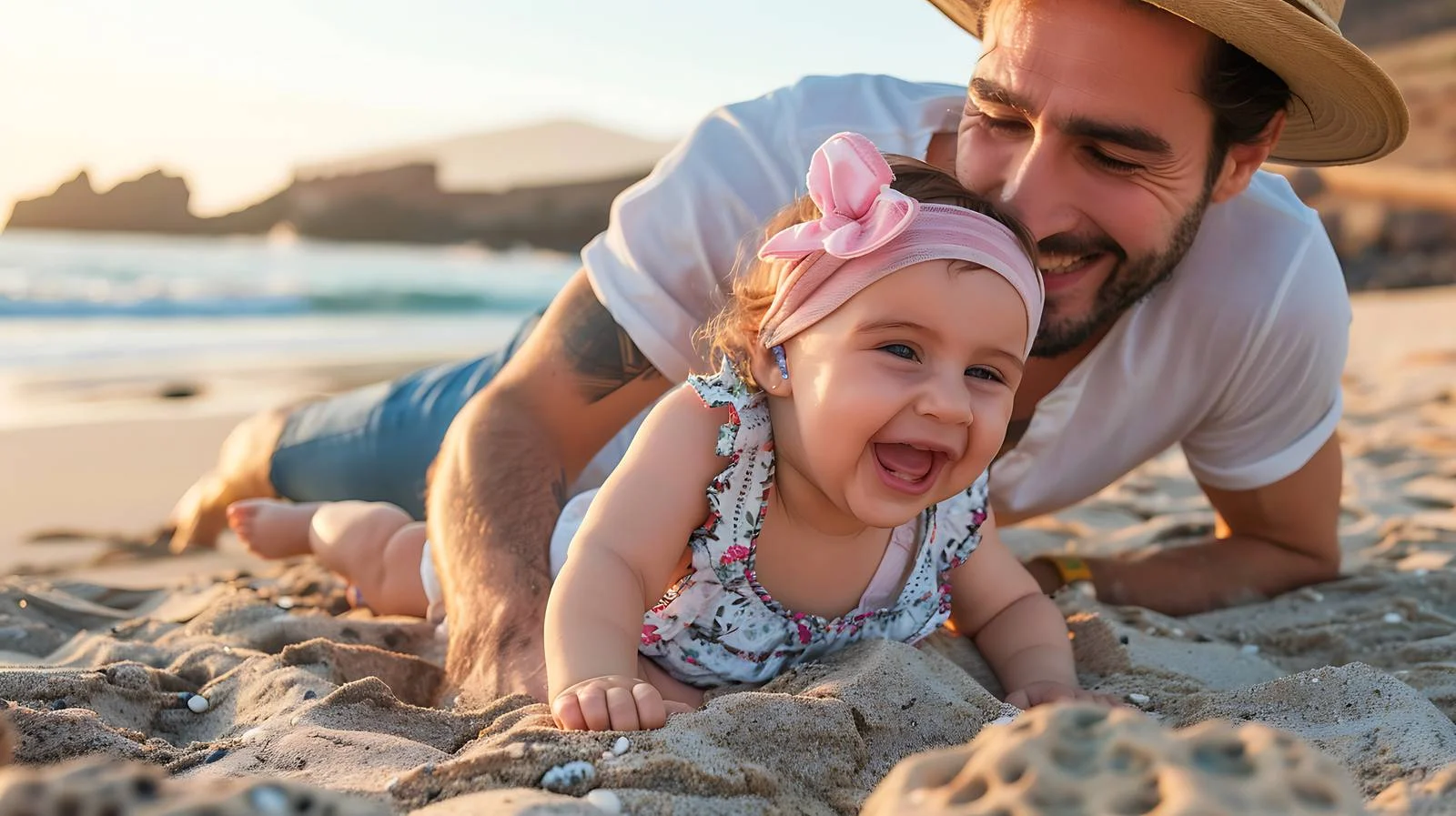 Joyful Baby Girl Playing Outdoors in Lanzarote — free download from Dotvec