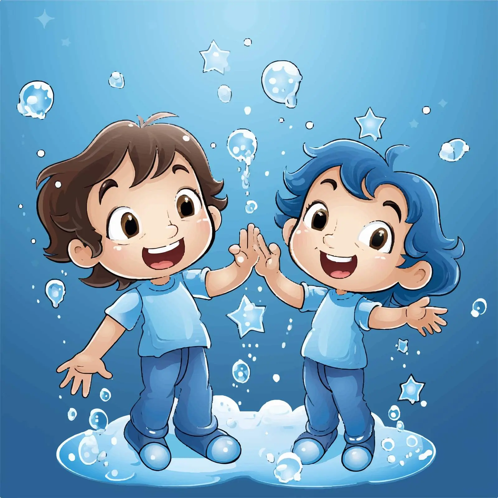 Sparkling Boy and Girl Vector Illustration — free download from Dotvec