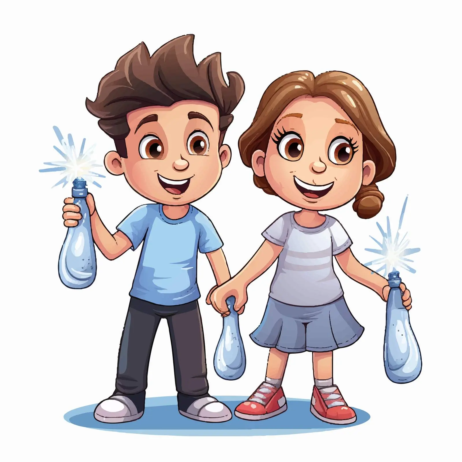 Sparkling Clean Boy and Girl Vector Art — free download from Dotvec