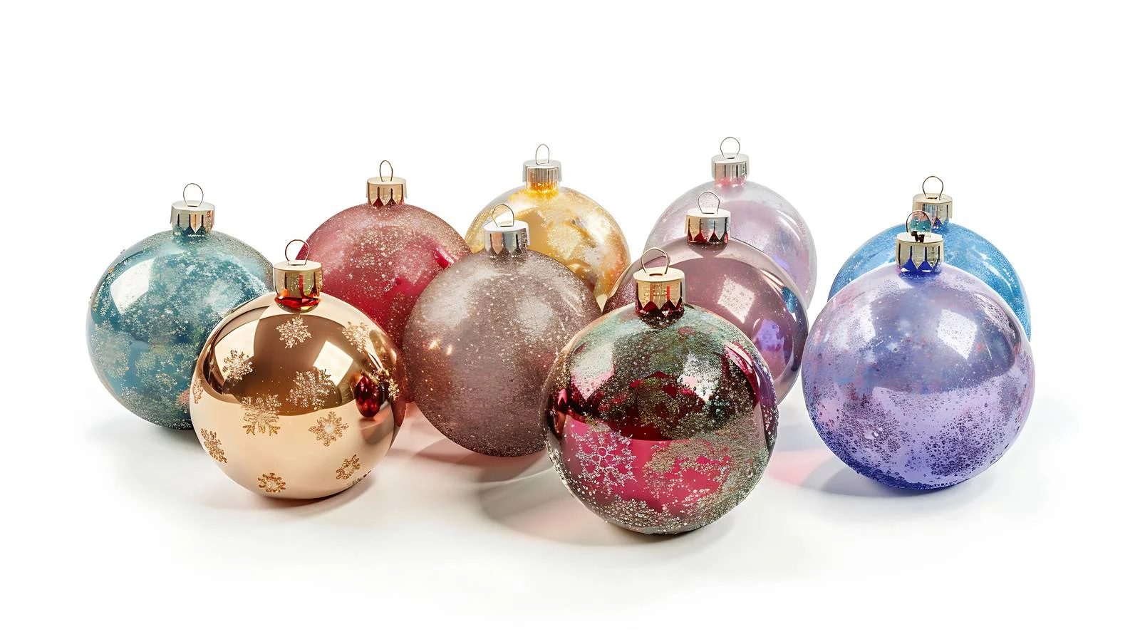Glistening Christmas Ornaments Group on White — free download from Dotvec