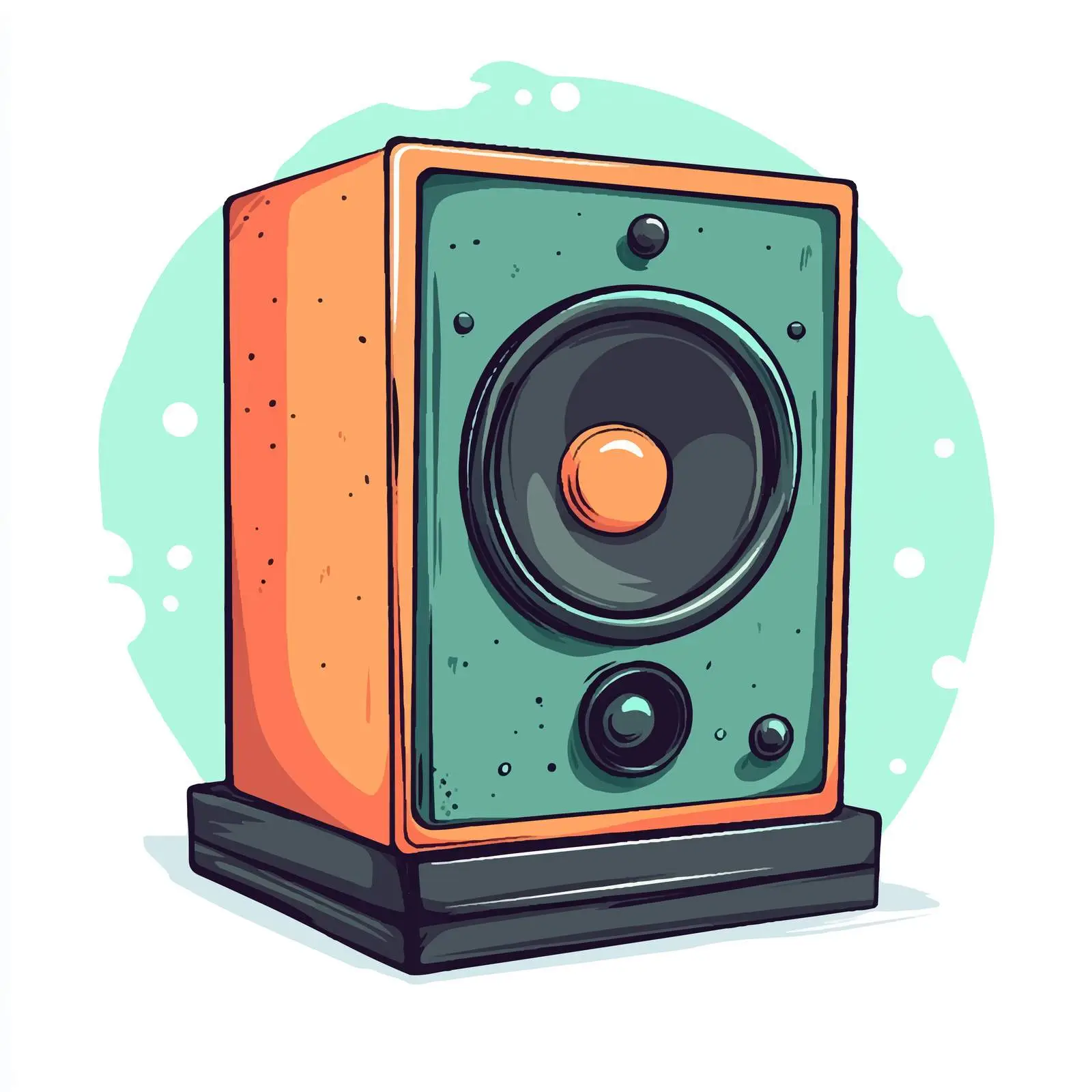 Hand-Drawn Cartoon Speaker Vector Illustration – free waveform image from Dotvec