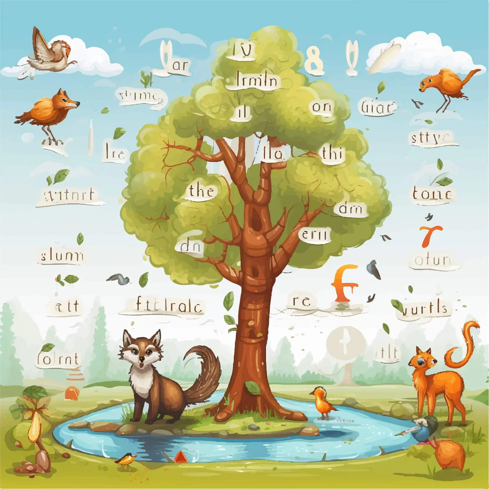 Cartoon Spelling Word Game Vector Illustration — free download from Dotvec