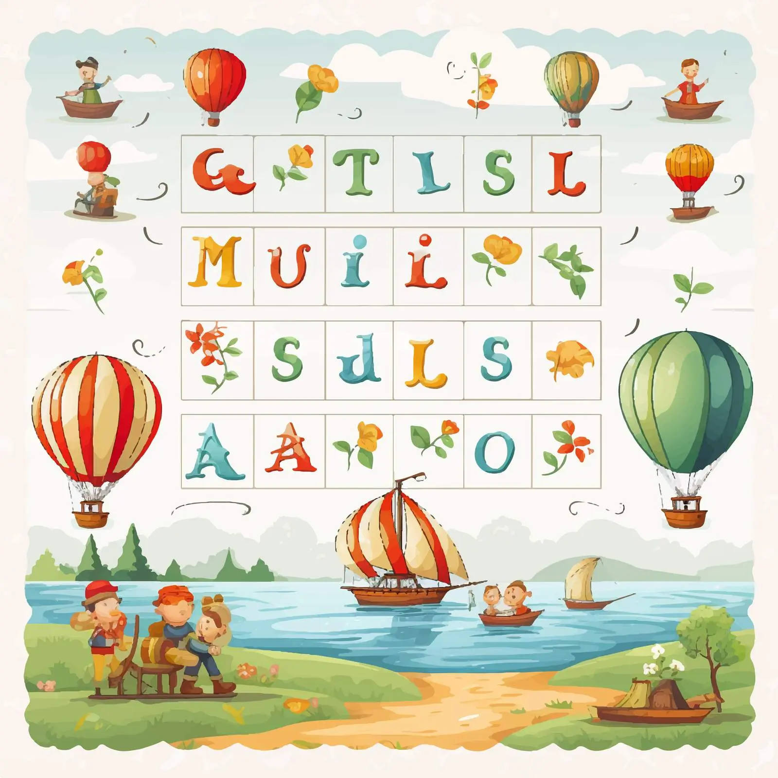 Spelling Word Game Worksheet Illustration — free download from Dotvec