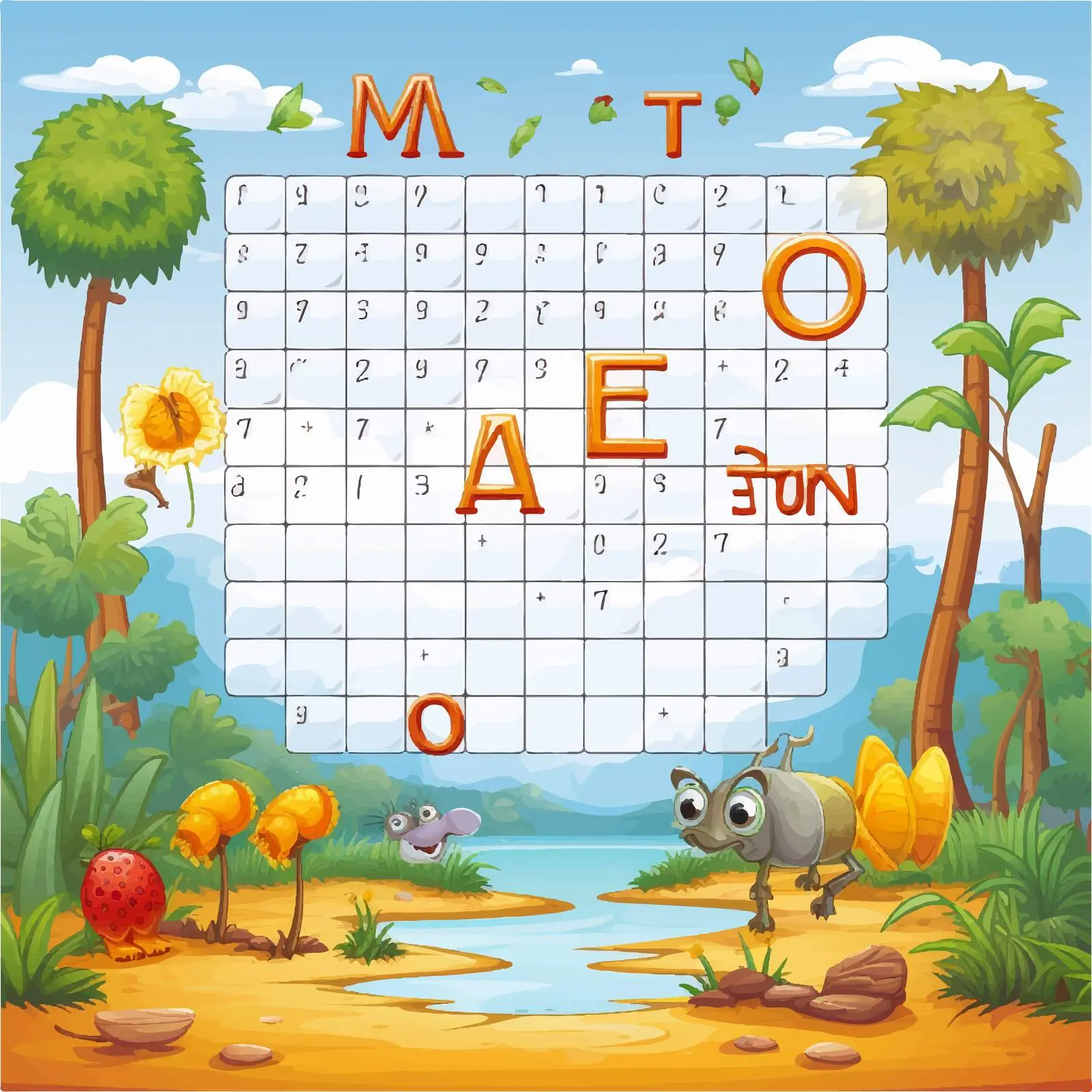 Spelling Word Game Worksheet Template Illustration — free download from Dotvec