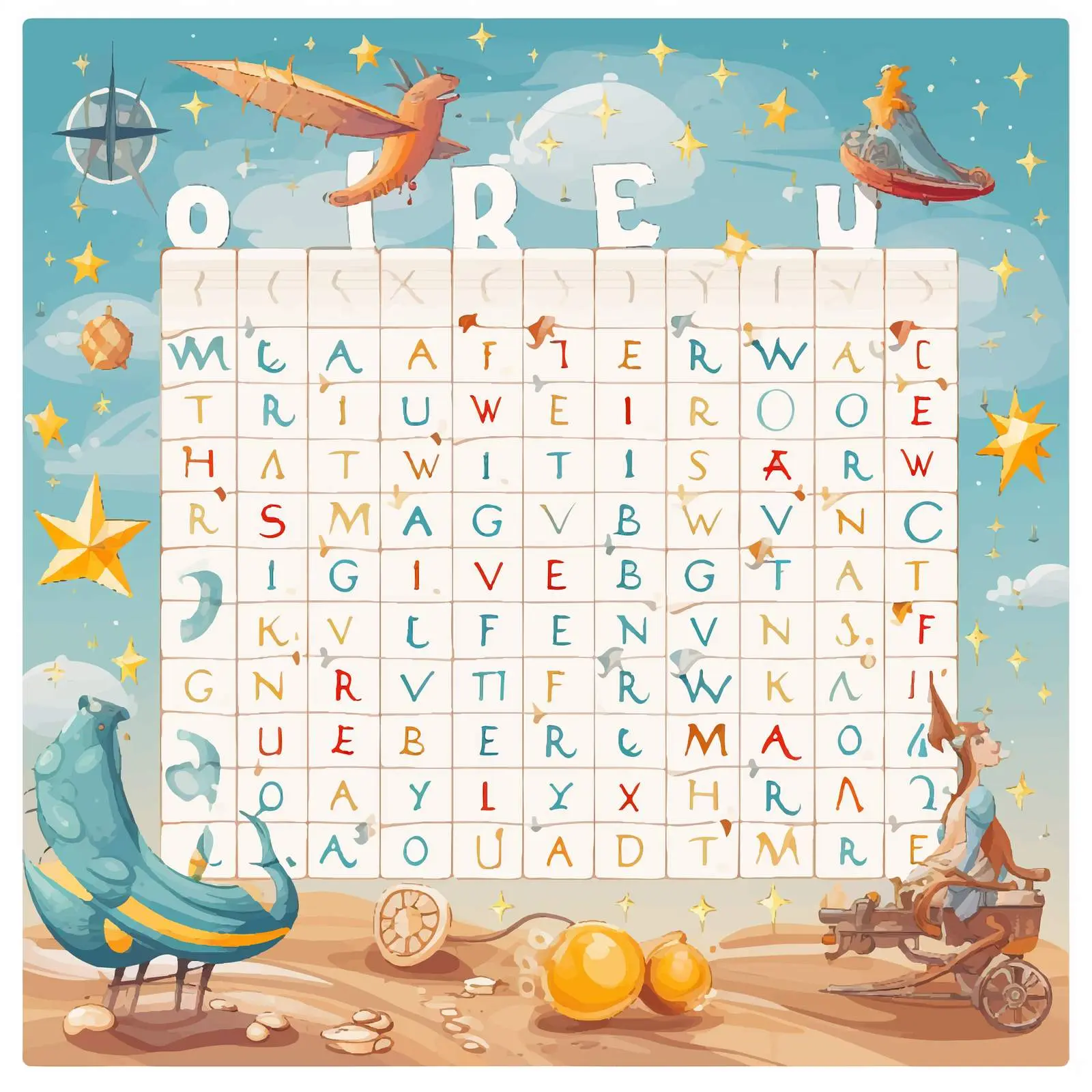 Spelling Word Game Worksheet Illustration — free download from Dotvec