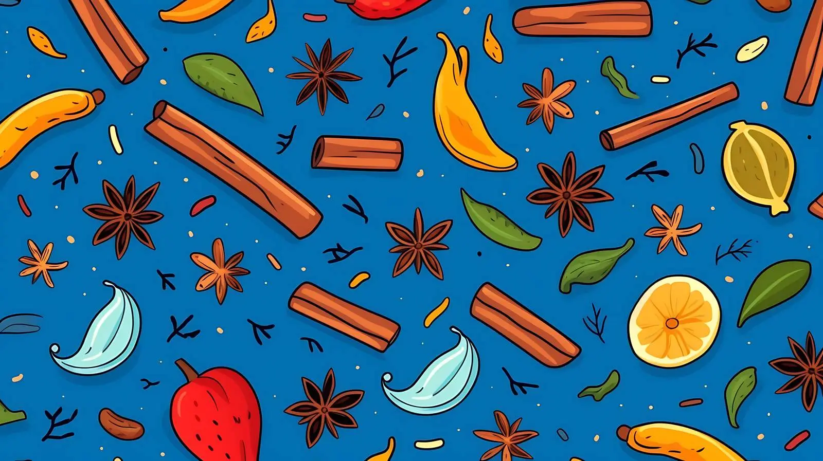 Vibrant Spice Pattern on Blue Background — free download from Dotvec