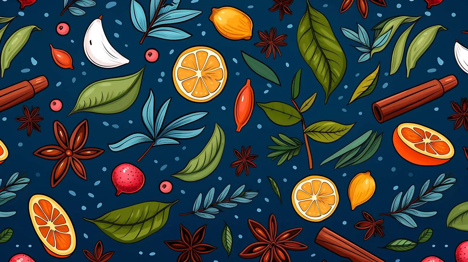 Vibrant Spice Pattern on Blue Background — free download from Dotvec