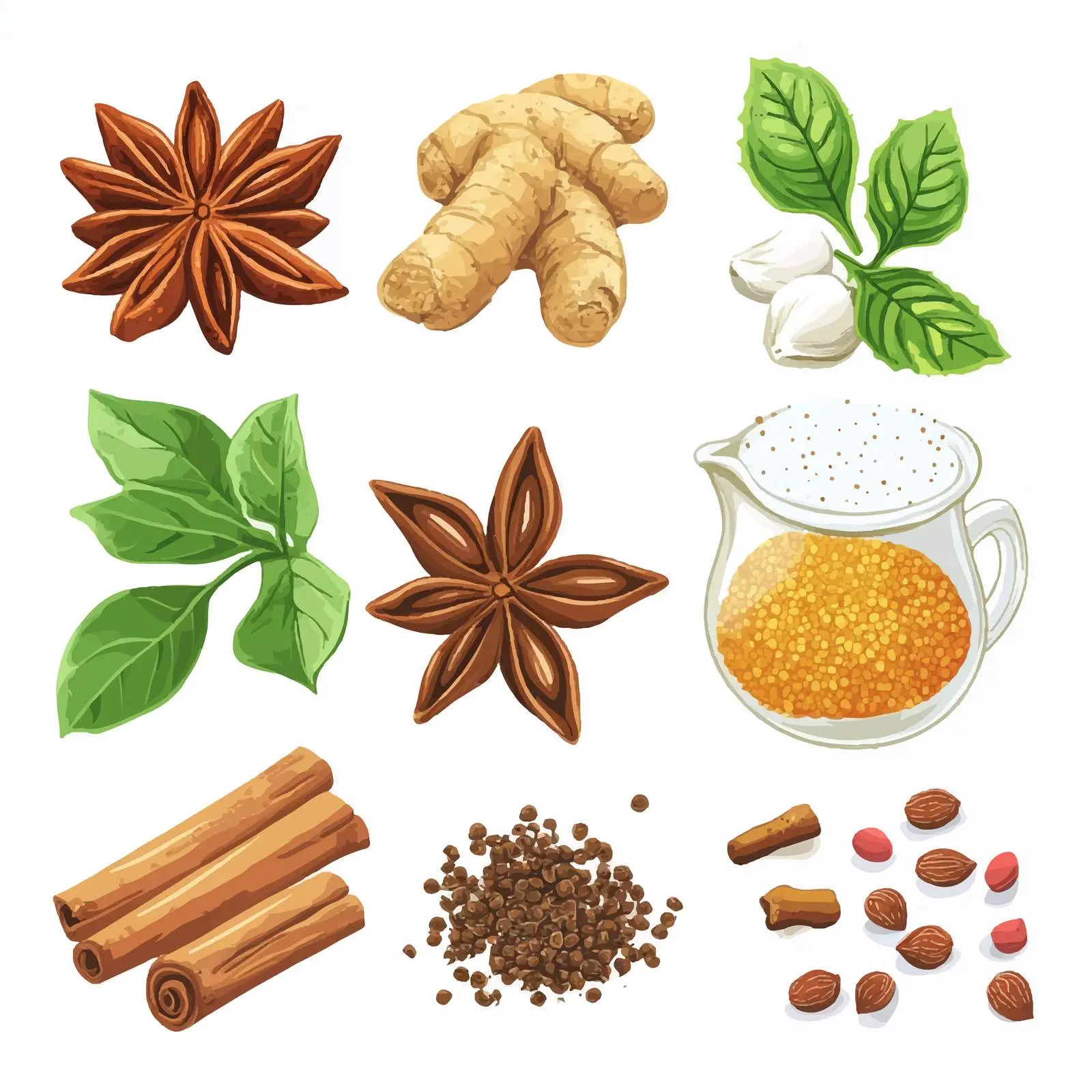 Colorful Spices for Masala Tea Vector Design — free download from Dotvec