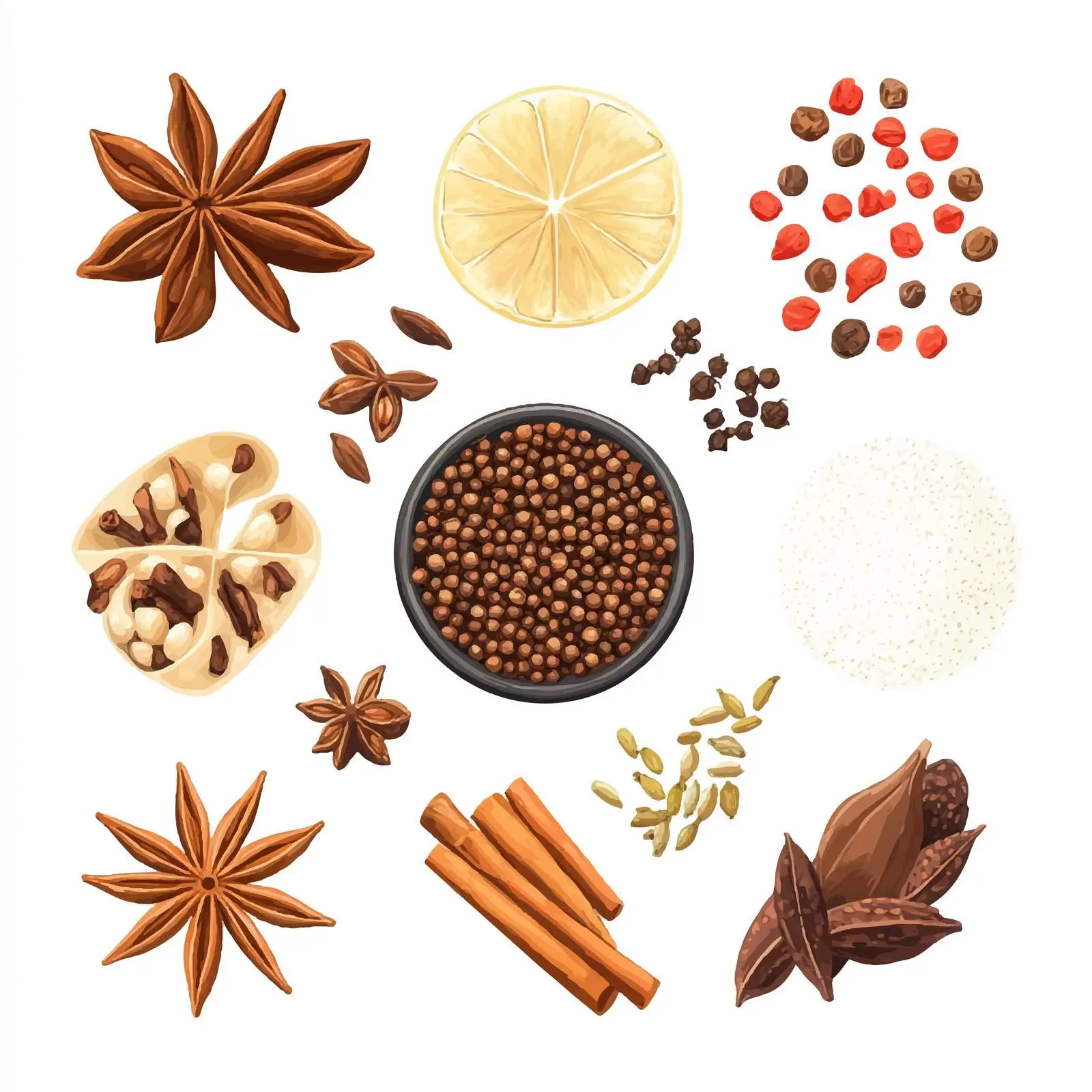 Masala Tea Spices Vector Composition – free cinnamon image from Dotvec