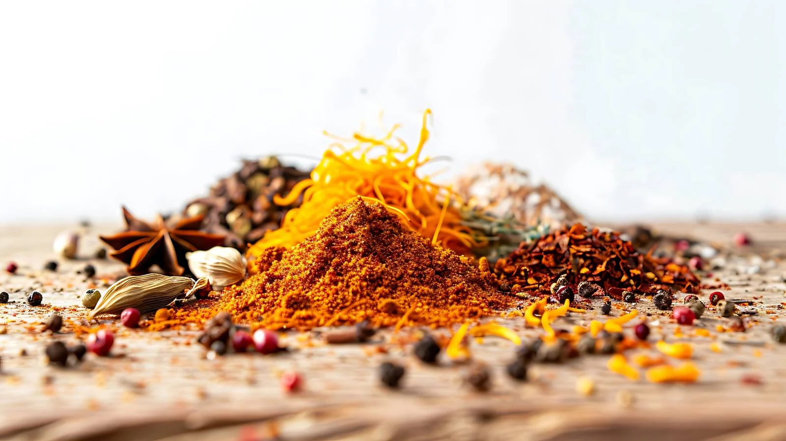 Elegant Scattered Spices on Wooden Surface — free download from Dotvec