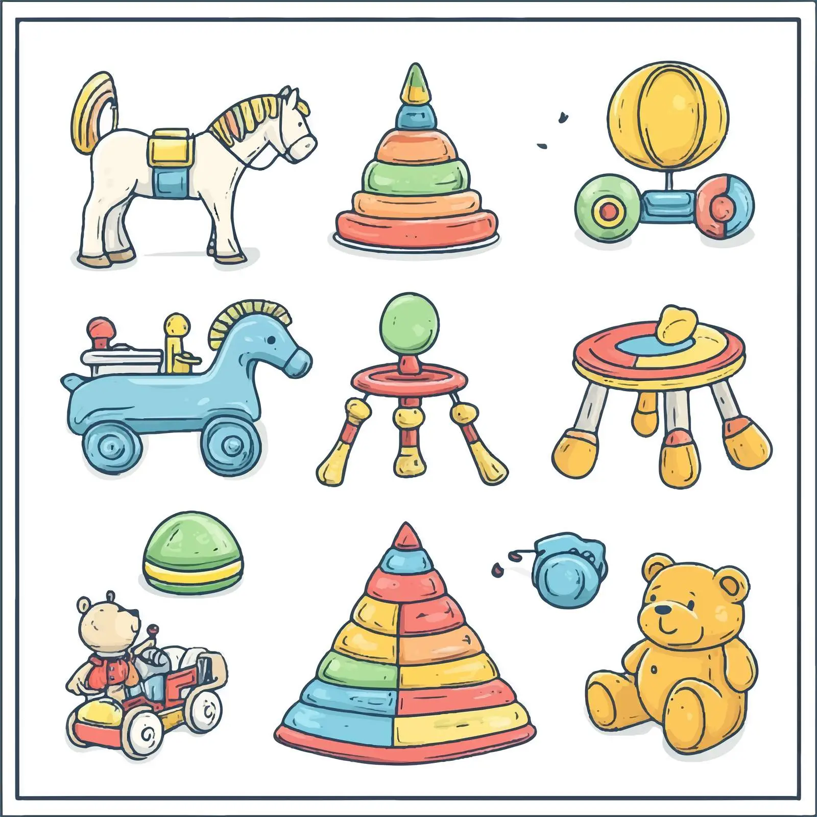 Inflatable Two-Colored Spinning Top Rocking Horse — free download from Dotvec