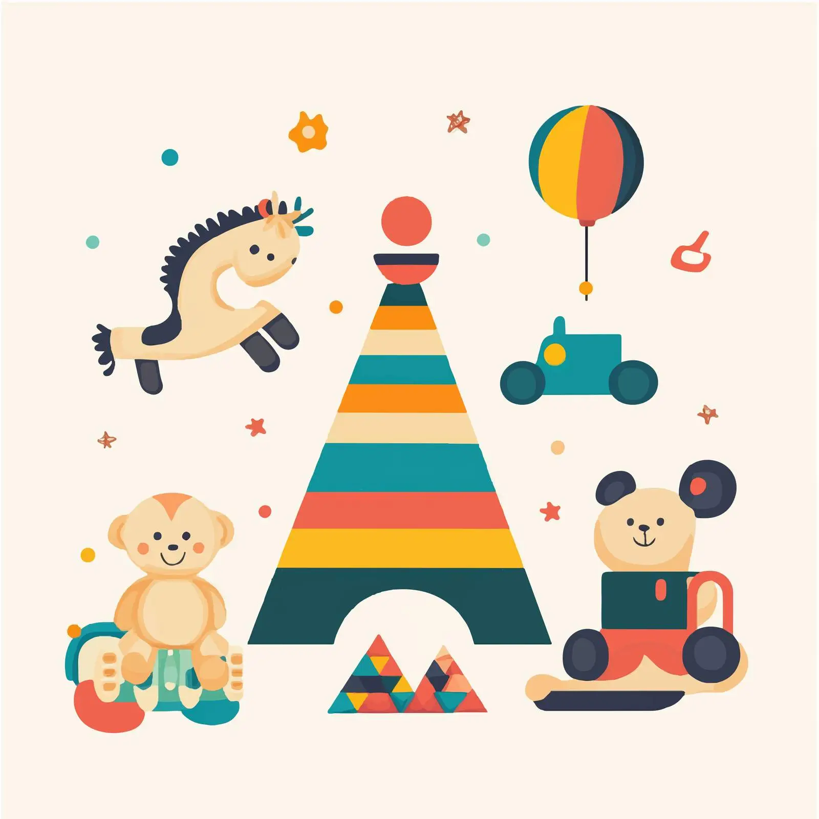 Colorful Inflatable Spinning Top Rocking Horse – free bounce image from Dotvec