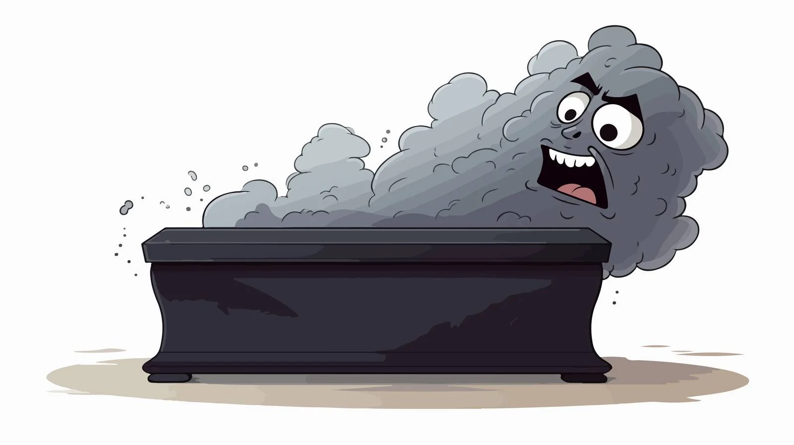 Spooky Cartoon Coffin with Thought Bubble — free download from Dotvec