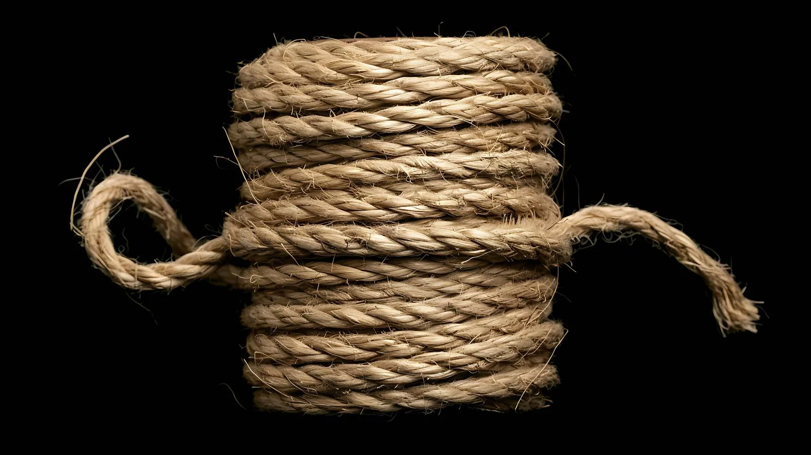 Natural Jute Rope Spool on Black Background — free download from Dotvec