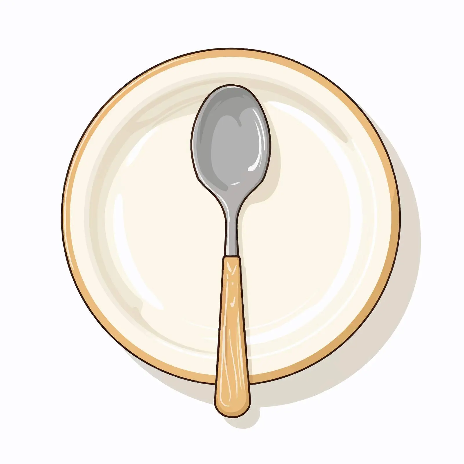 Spoon and Plate Vector Illustration on White Background — free download from Dotvec