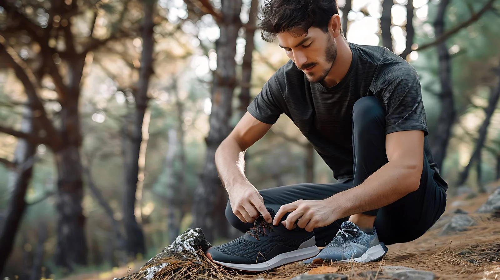 Active Man Tying Jogging Shoes Outdoors — free download from Dotvec