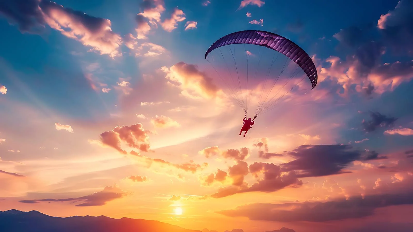 Thrilling Sport Paramotor Sunset Flight — free download from Dotvec