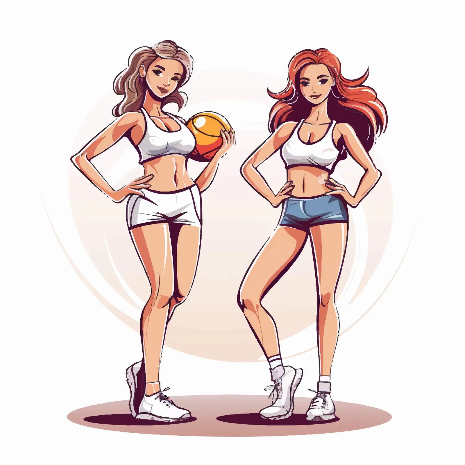 Girls in Fitness Suits Engaging in Sports – free fitness vector image from Dotvec