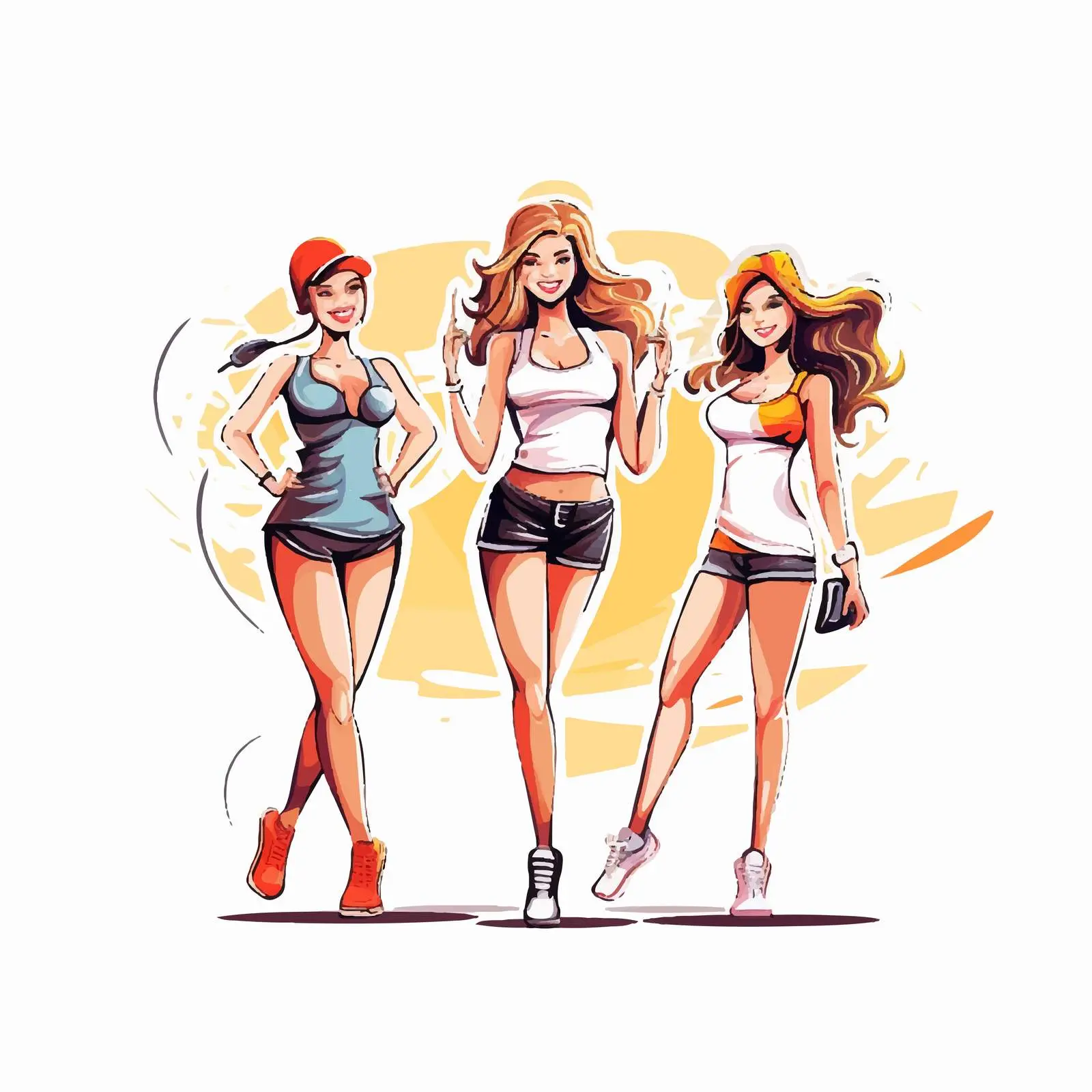 Diverse Girls in Fitness Suits Exercising – free strength image from Dotvec