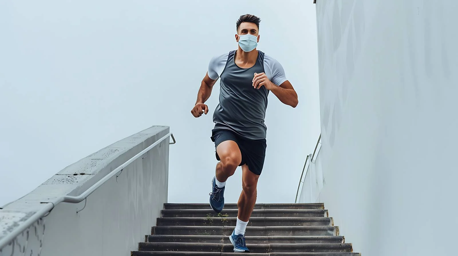 Active Man Wearing Face Mask Exercise — free download from Dotvec