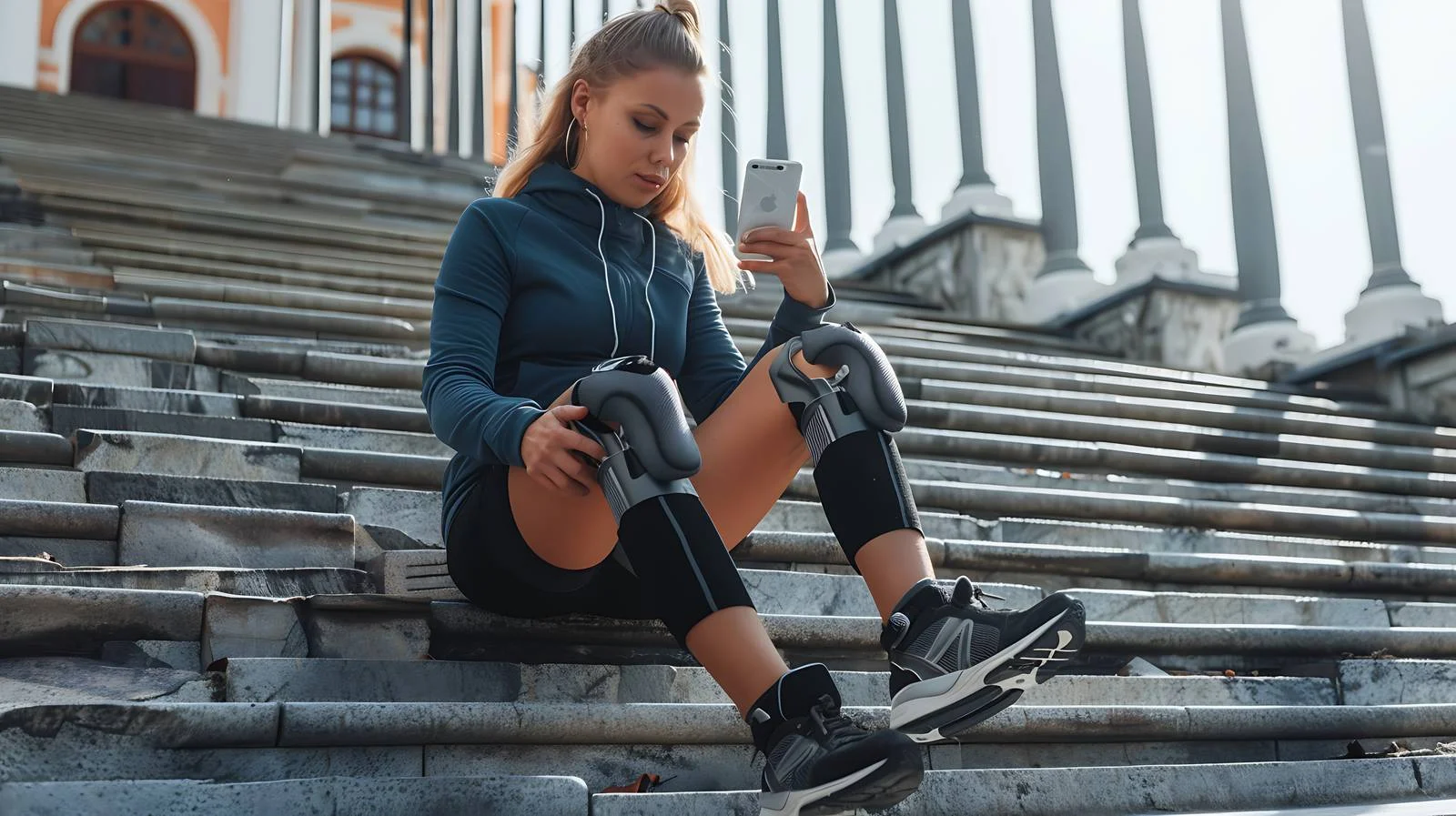 Athletic Female Amputee Relaxing Outdoors — free download from Dotvec