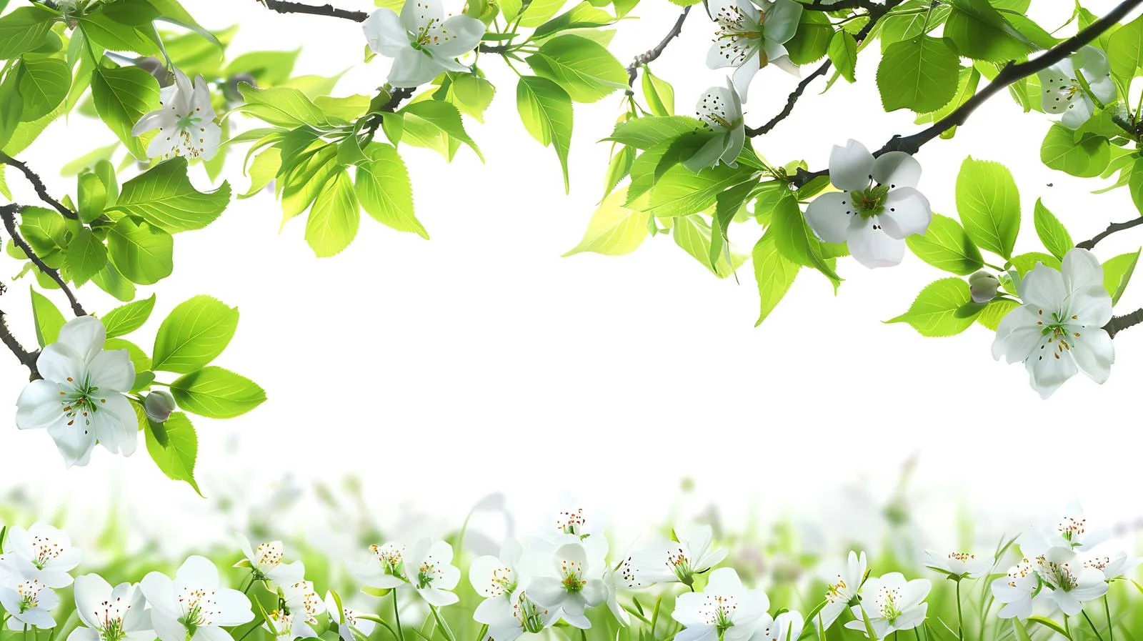 Elegant Spring Background on White - 16:9 — free download from Dotvec