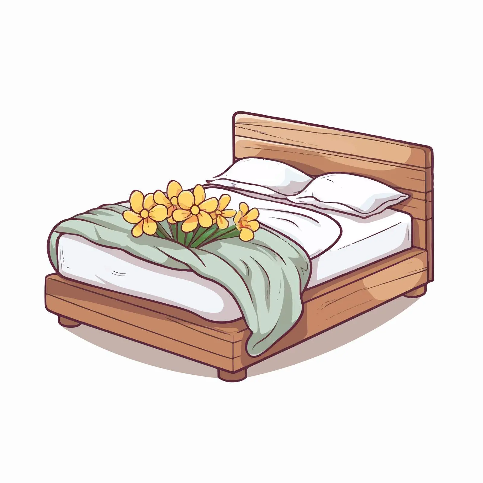 Spring Bed Line Vector Illustration Cartoon — free download from Dotvec