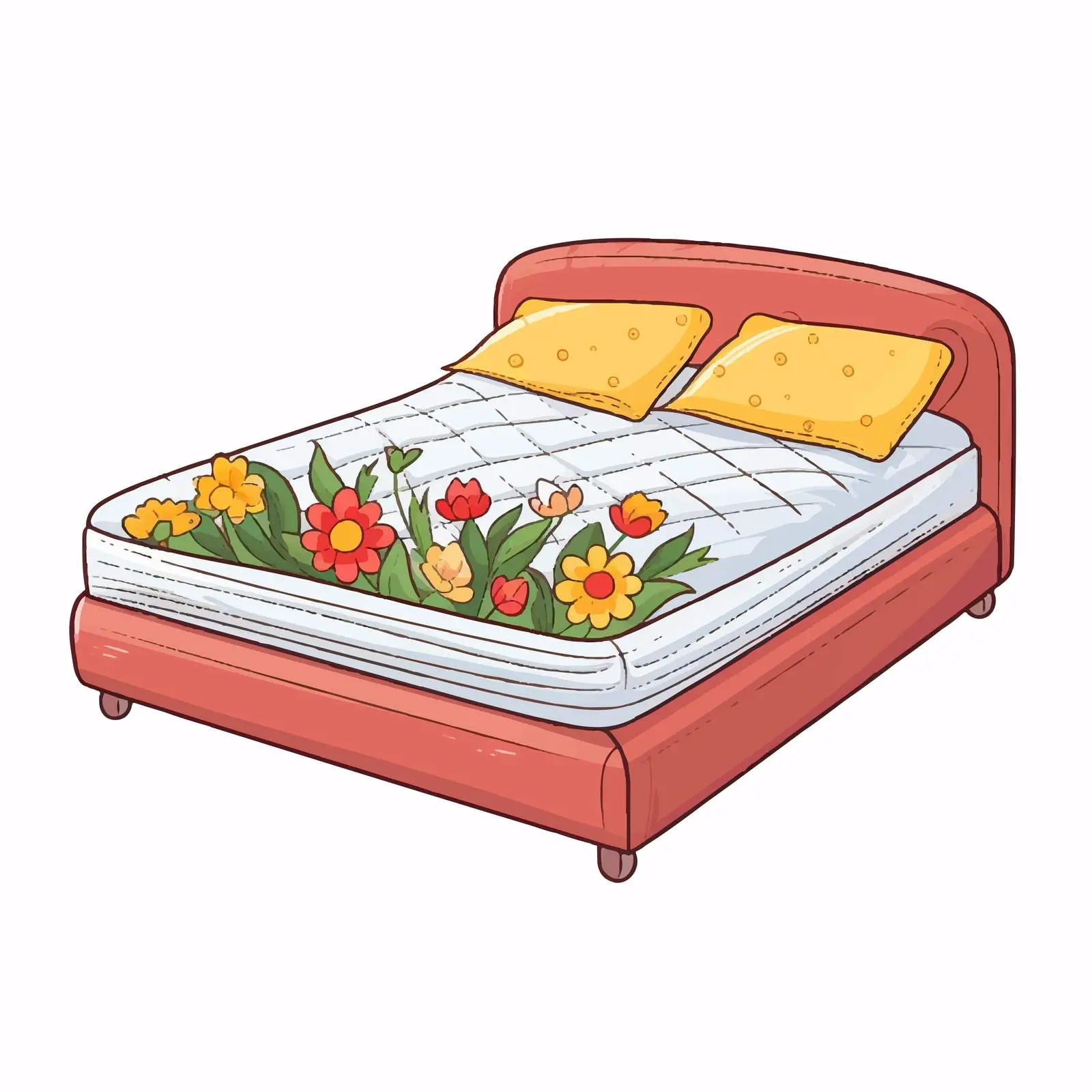 Spring Bed Cartoon Vector Illustration – free 2d vector image from Dotvec