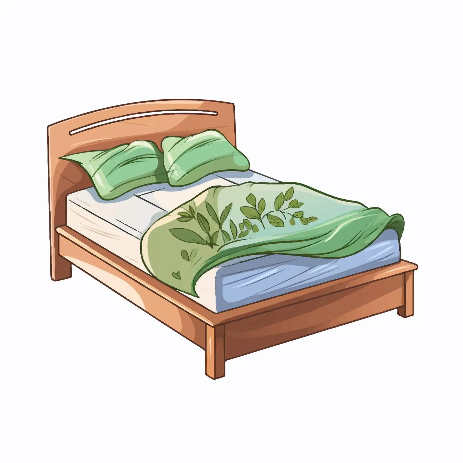 Cartoon Spring Bed Line Vector Illustration — free download from Dotvec