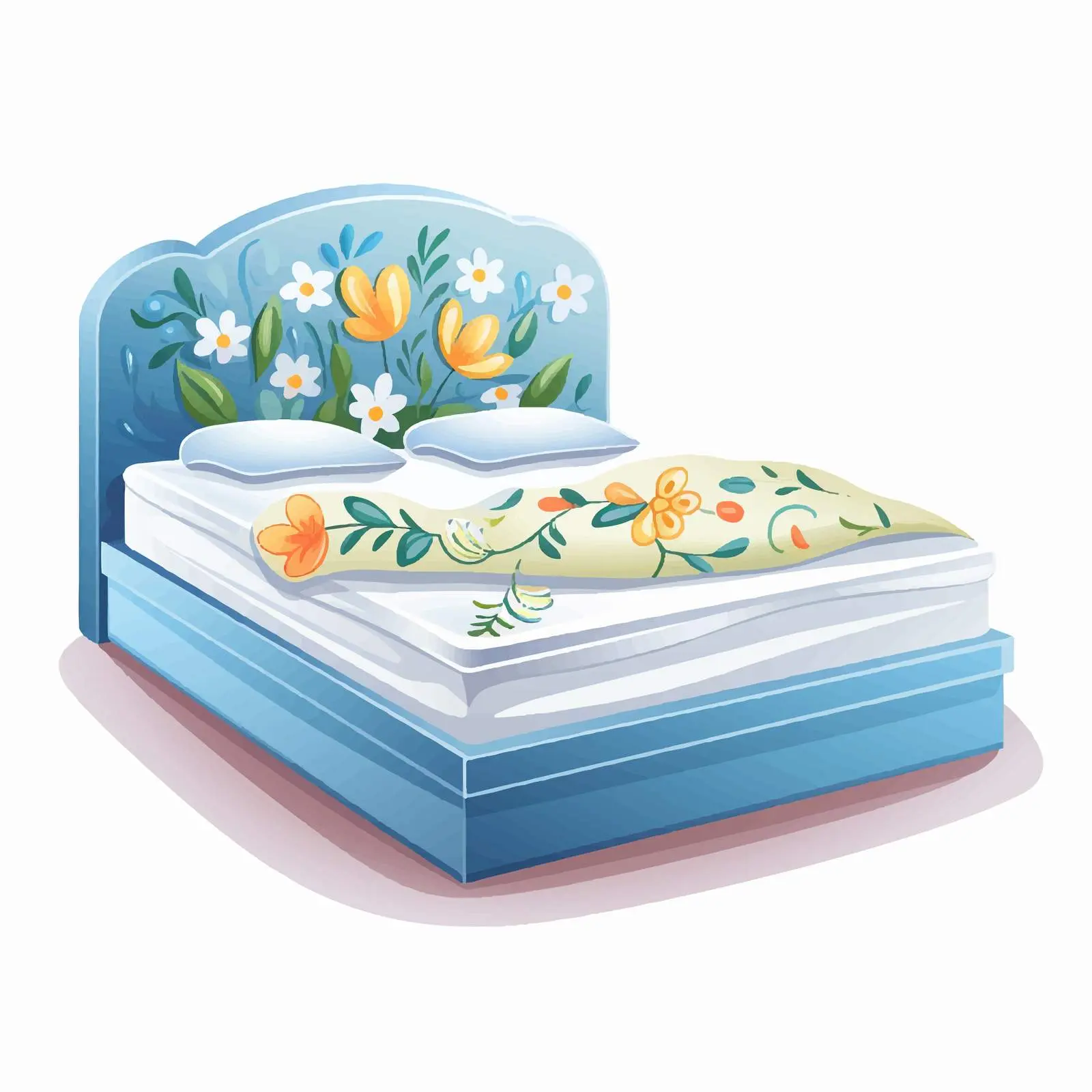 Spring Bed Cartoon Vector Illustration – free stylish bedroom image from Dotvec