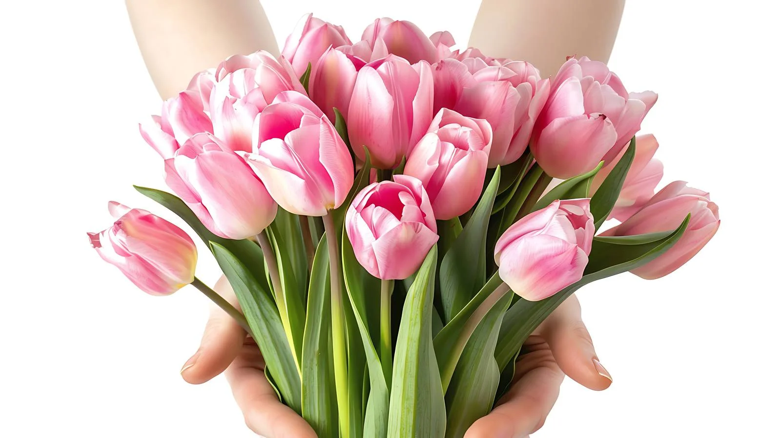 Spring Tulips Bouquet in Woman's Hands — free download from Dotvec