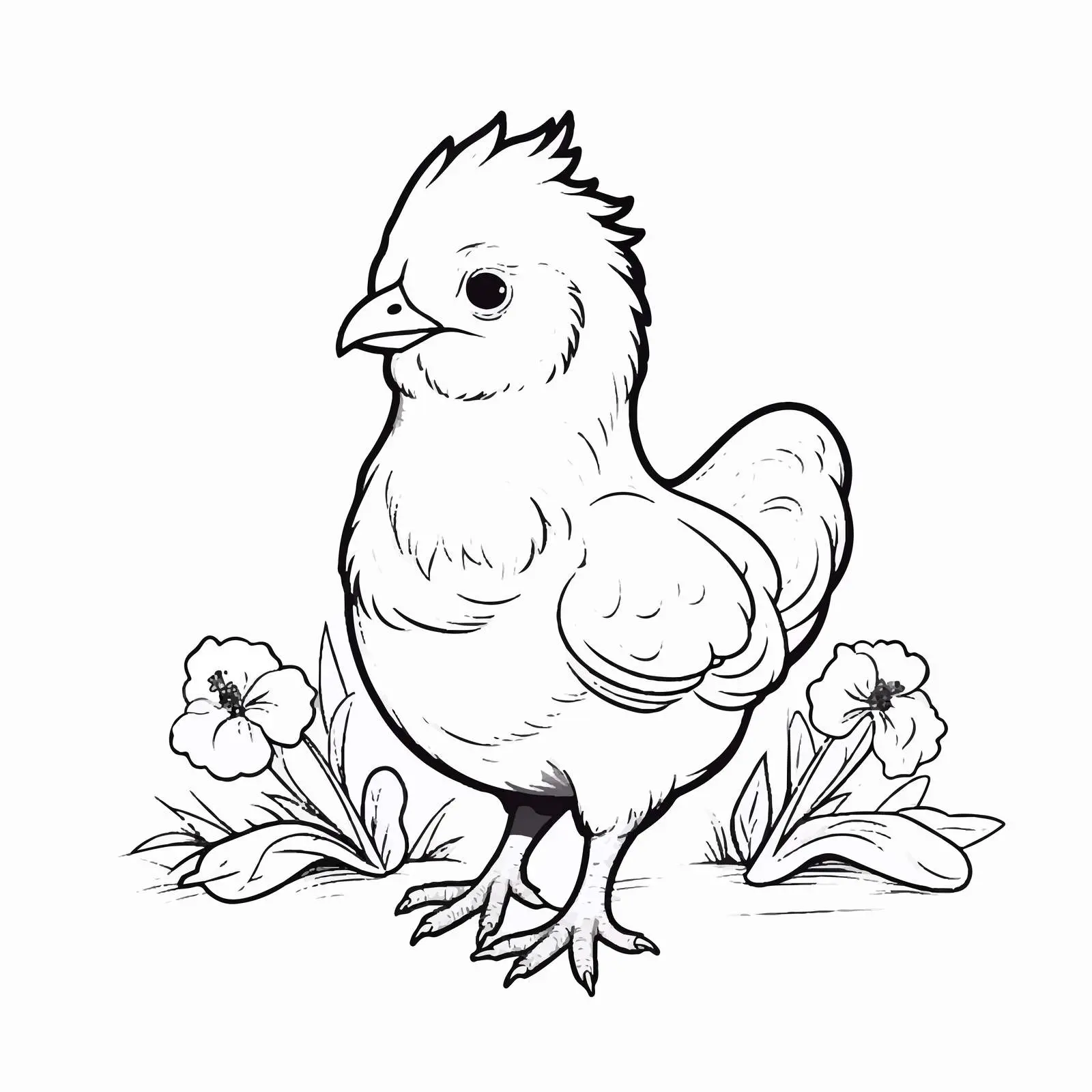 Spring Chicken Cartoon Vector Outline Illustration — free download from Dotvec