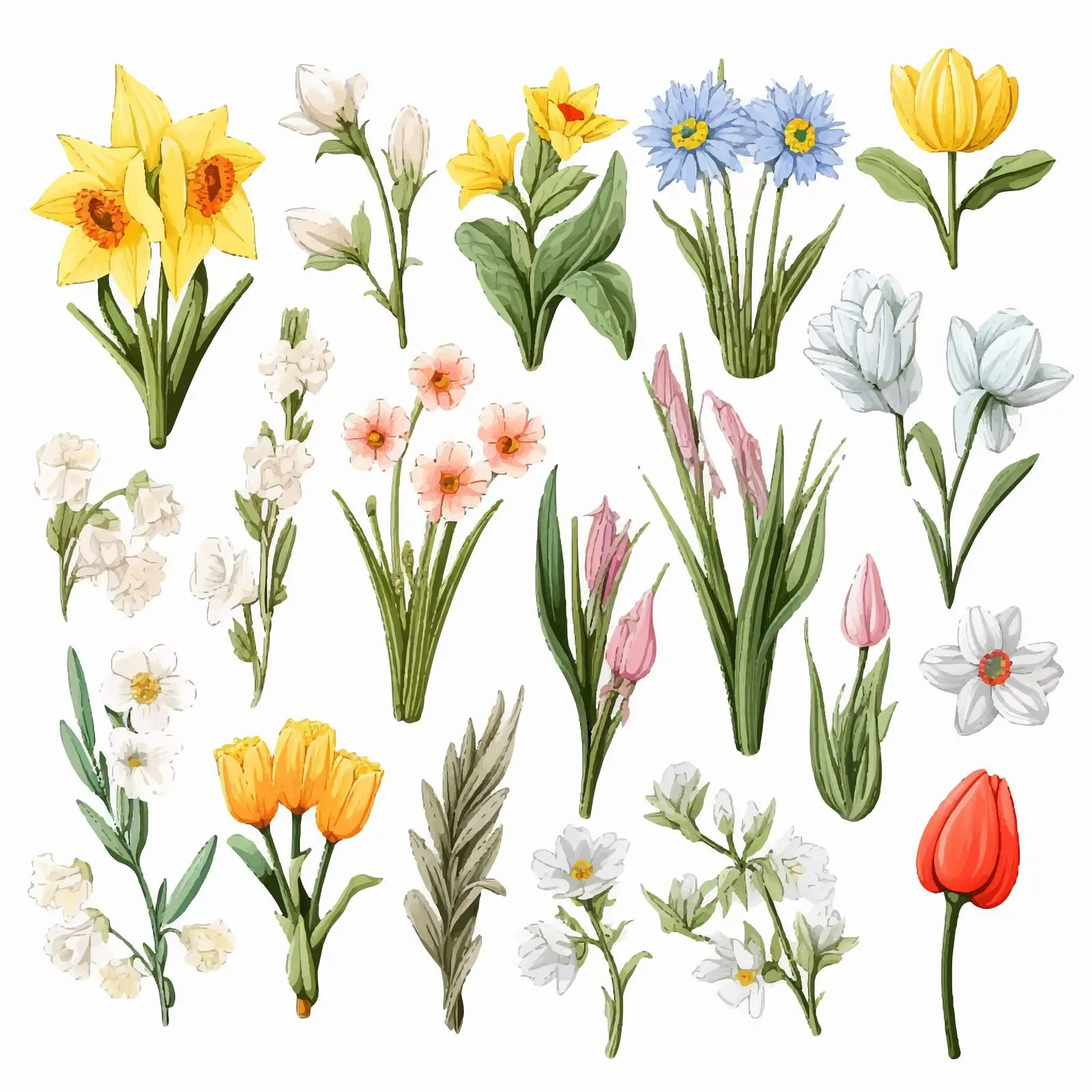 Vintage Hand-Drawn Spring Flower Illustrations — free download from Dotvec