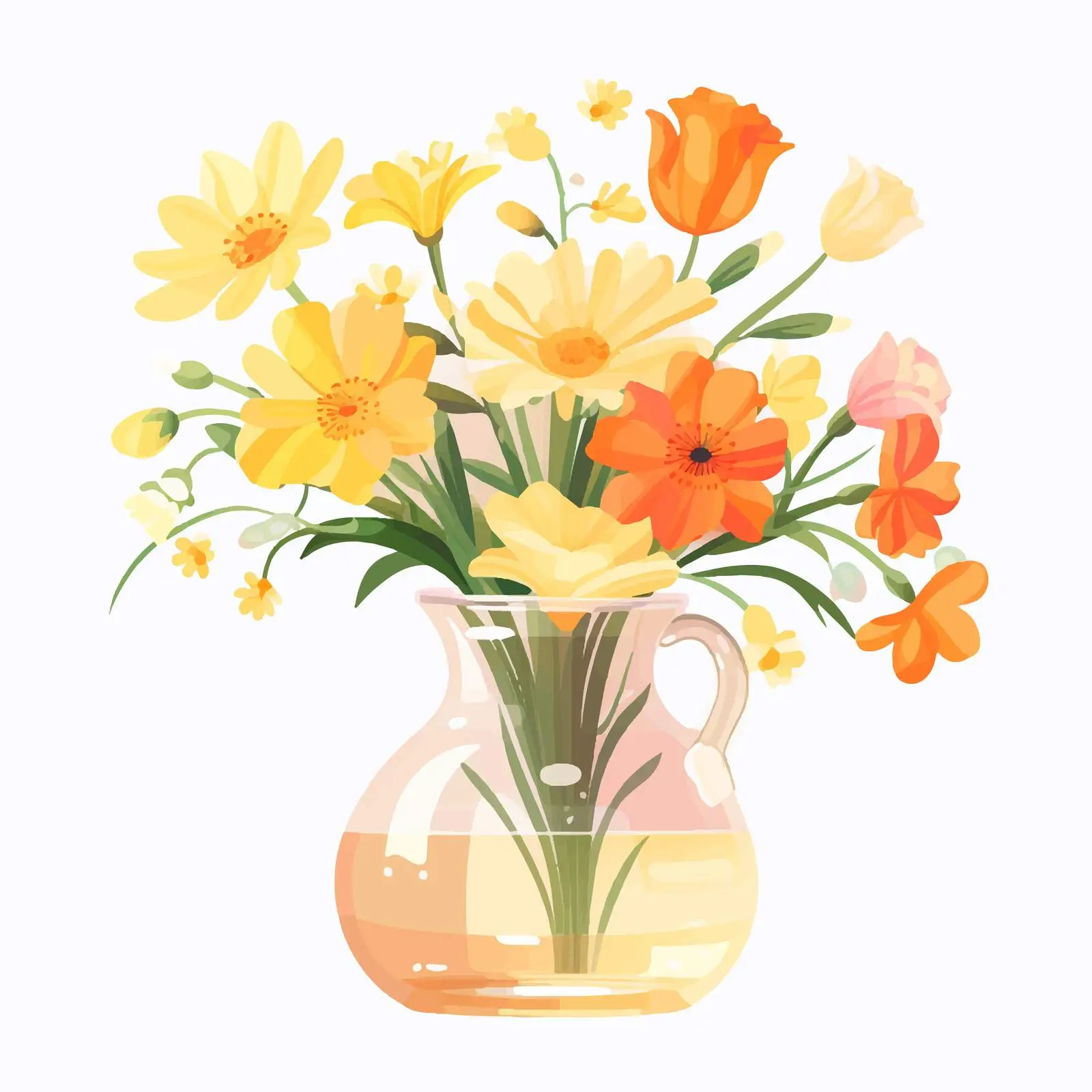 Spring Flower Glass Vase Arrangement — free download from Dotvec