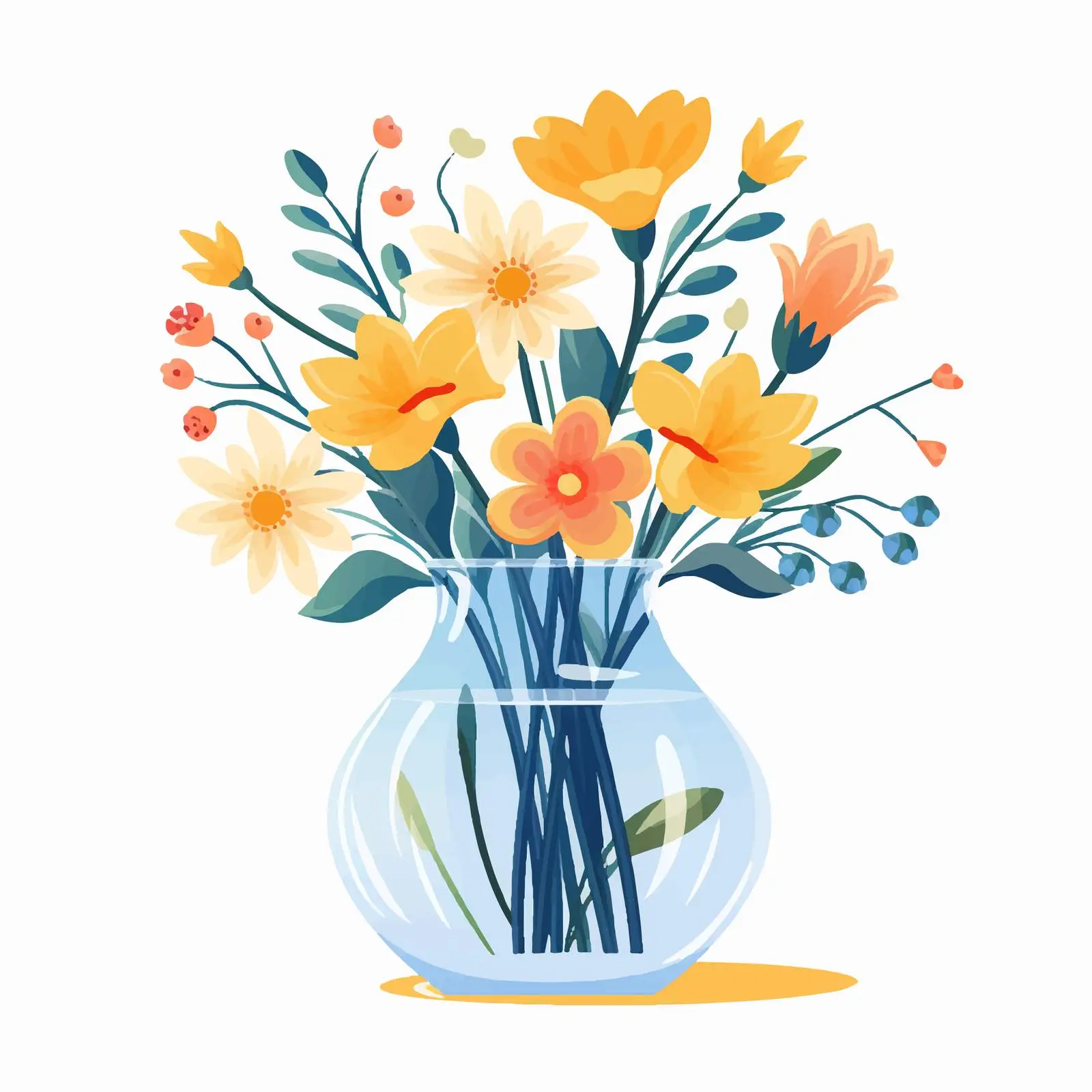 Spring Flower Arrangement in Glass Vase — free download from Dotvec
