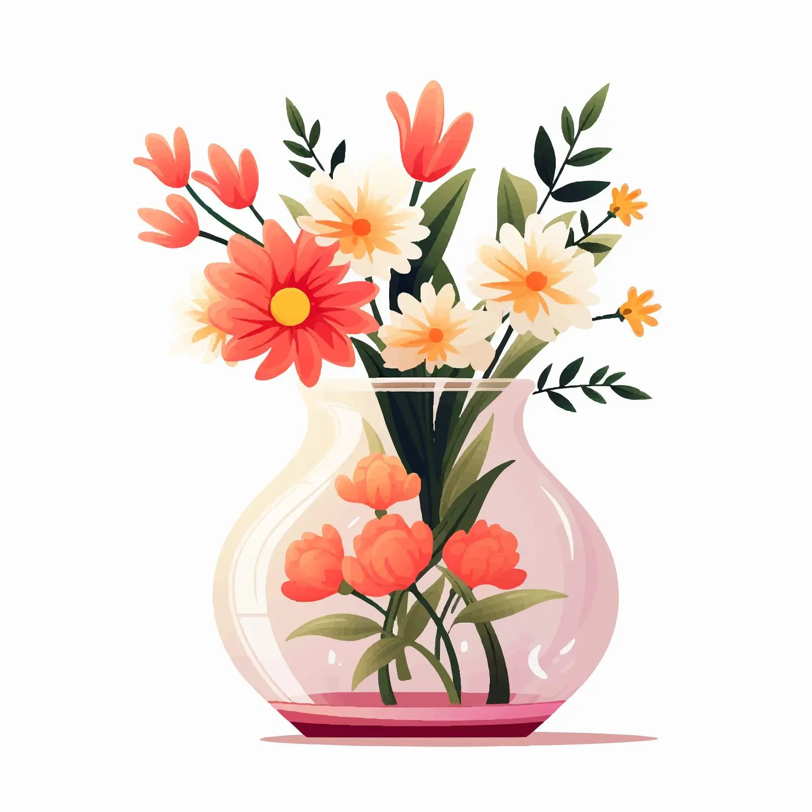 Spring Flower Bouquet in Glass Vase – free vase design image from Dotvec