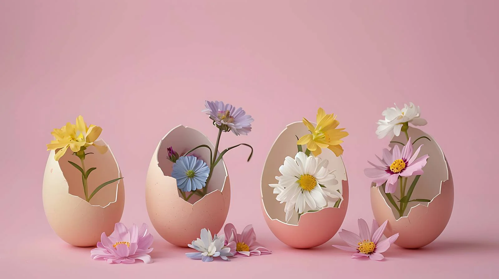Spring Flowers in Cracked Eggshell — free download from Dotvec