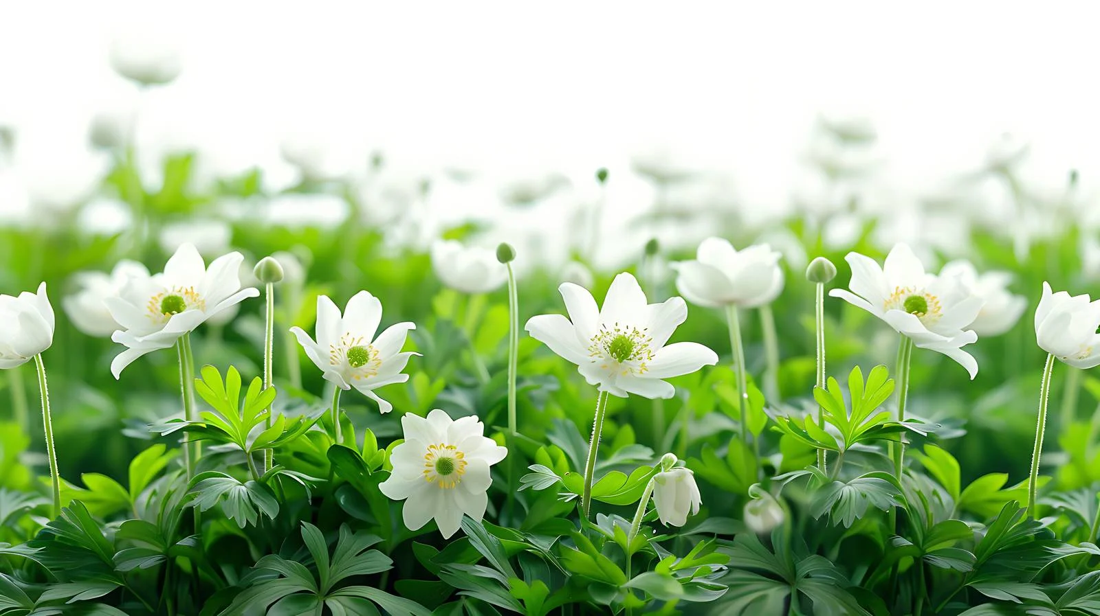 Serene Spring Woods with White Anemone Blossoms — free download from Dotvec