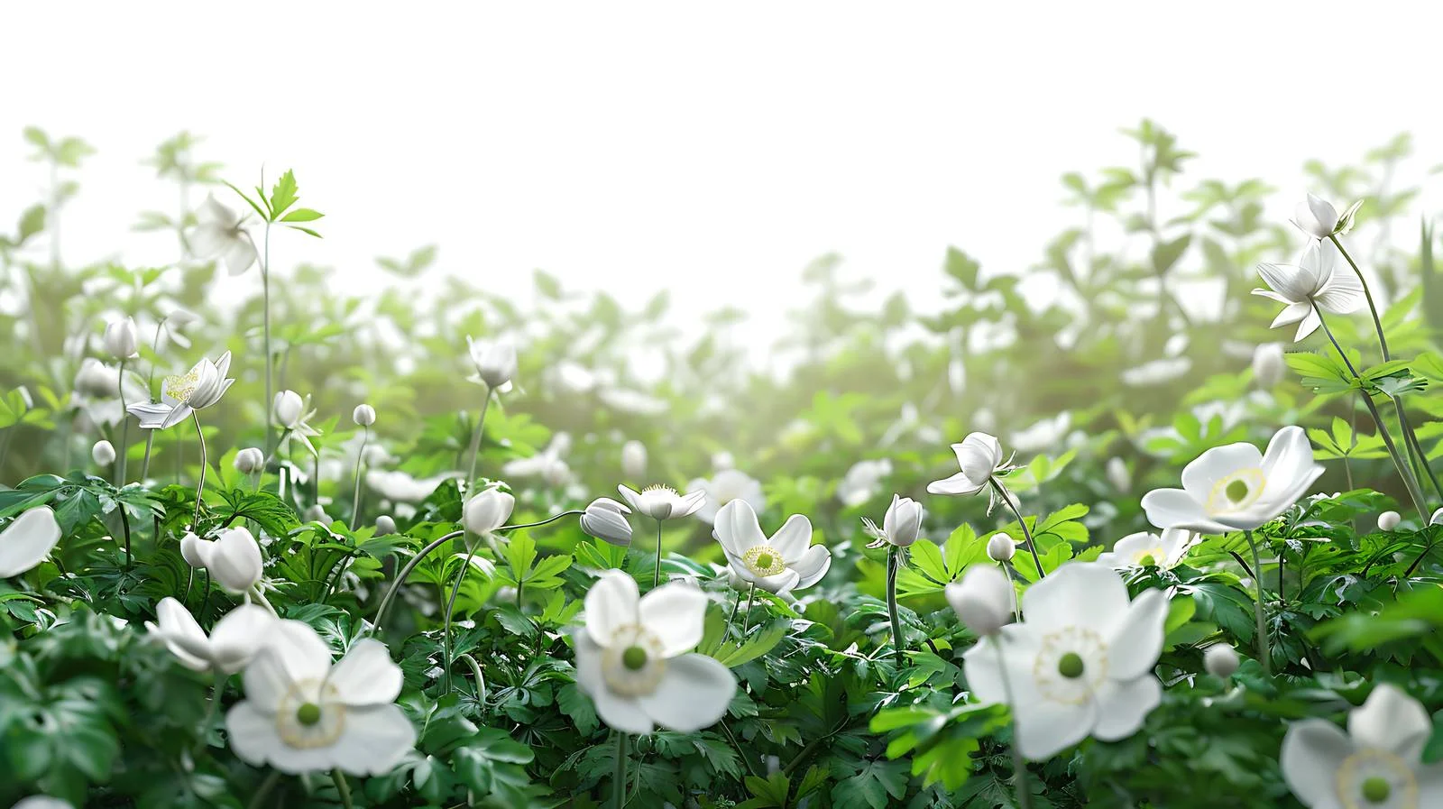 Serene Spring Forest With White Anemones — free download from Dotvec