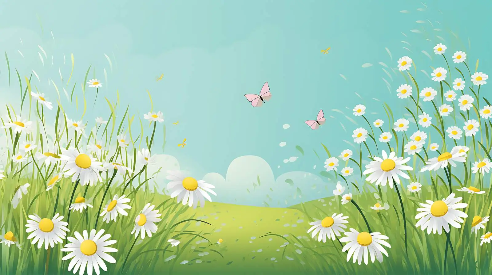 Spring Landscape with Chamomile Flowers — free download from Dotvec