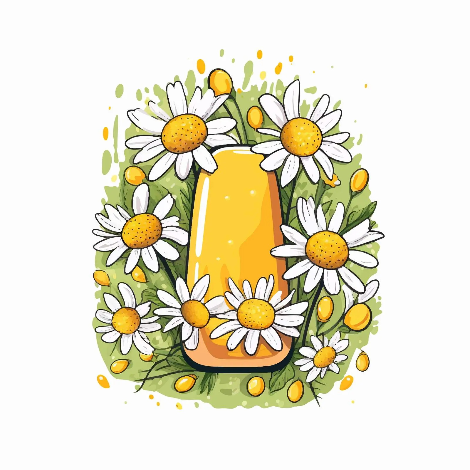 Spring Chamomile Nail Design with Hand Lettering — free download from Dotvec