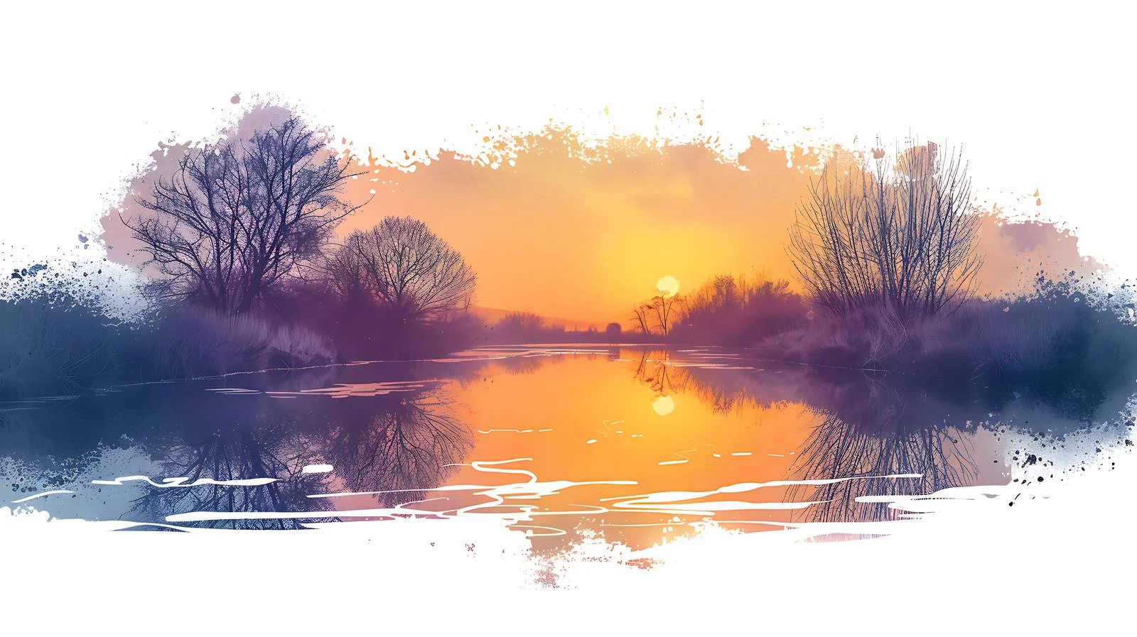 Tranquil Spring Sunset Reflecting Over Wild River — free download from Dotvec