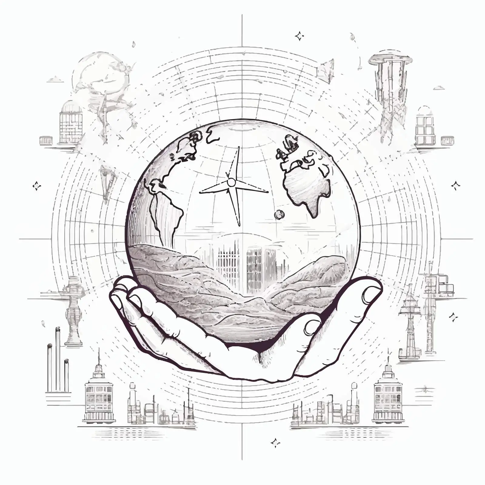 Hands Holding Globe and Lightbulb Vector Design — free download from Dotvec