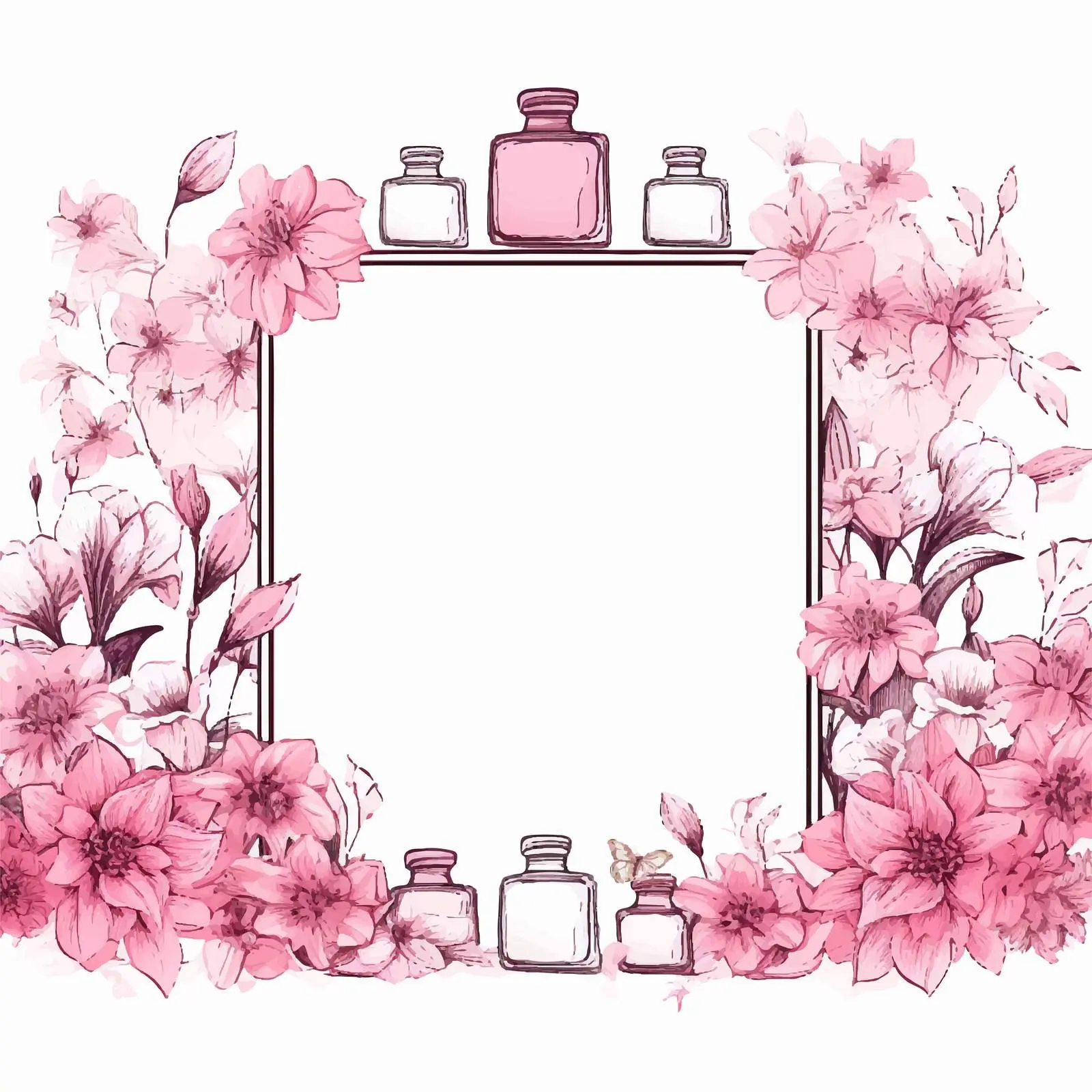 Elegant Square Border with Fragrance Glass — free download from Dotvec