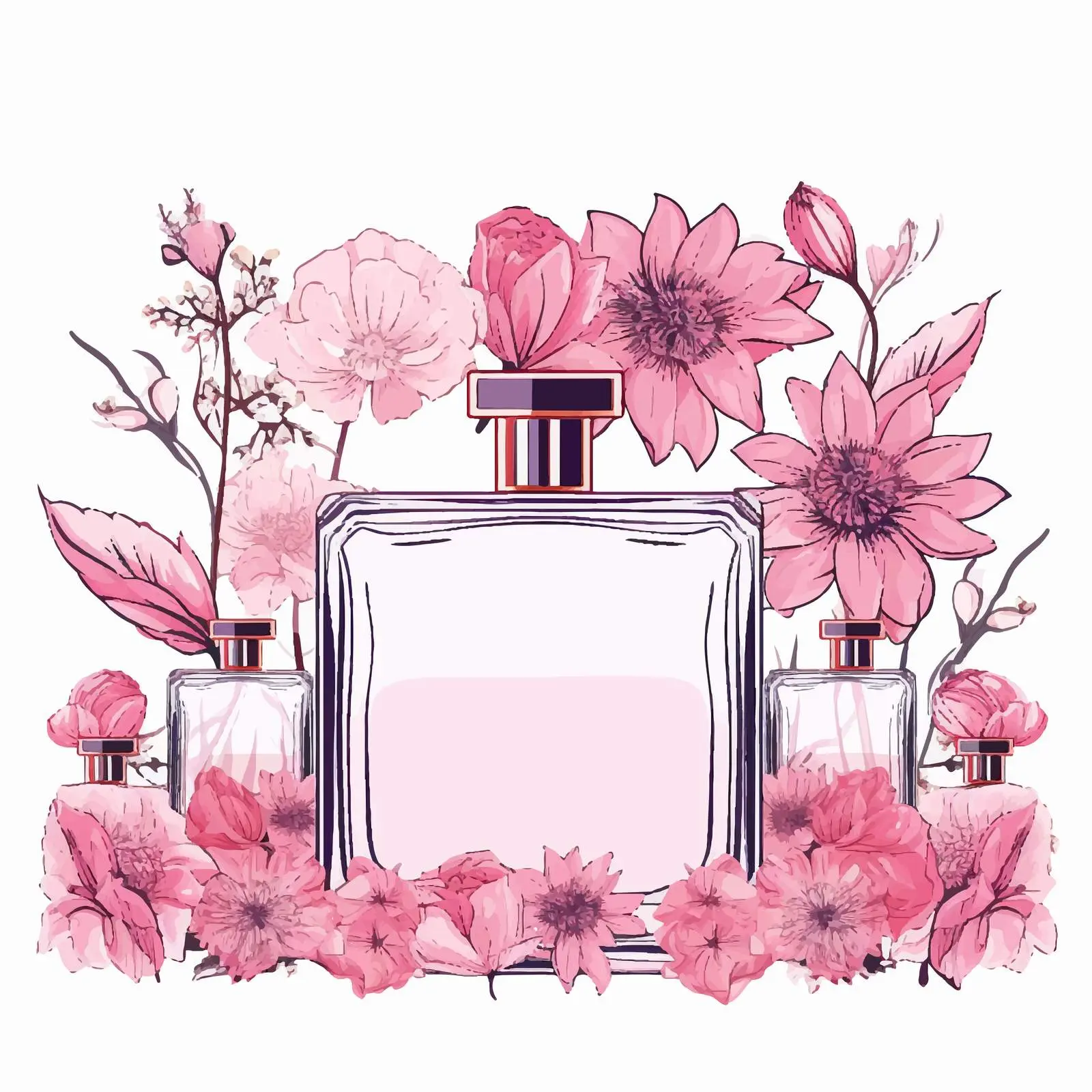 Elegant Square Border with Perfume and Glass Design – free perfume image from Dotvec