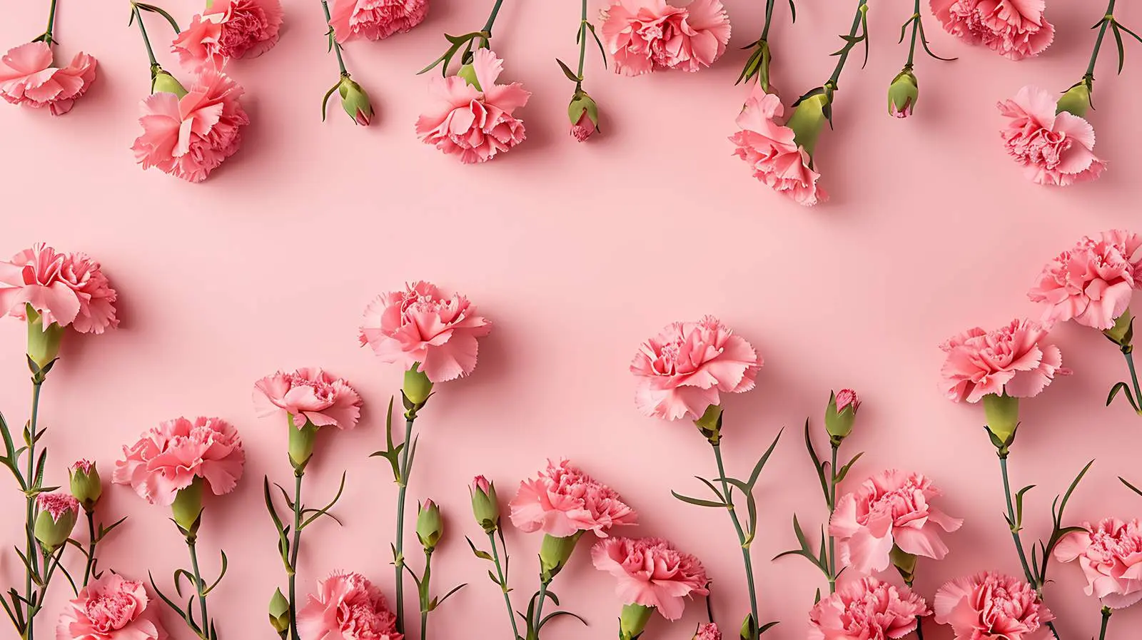 Pink Carnation Flowers Border on Pastel Background — free download from Dotvec