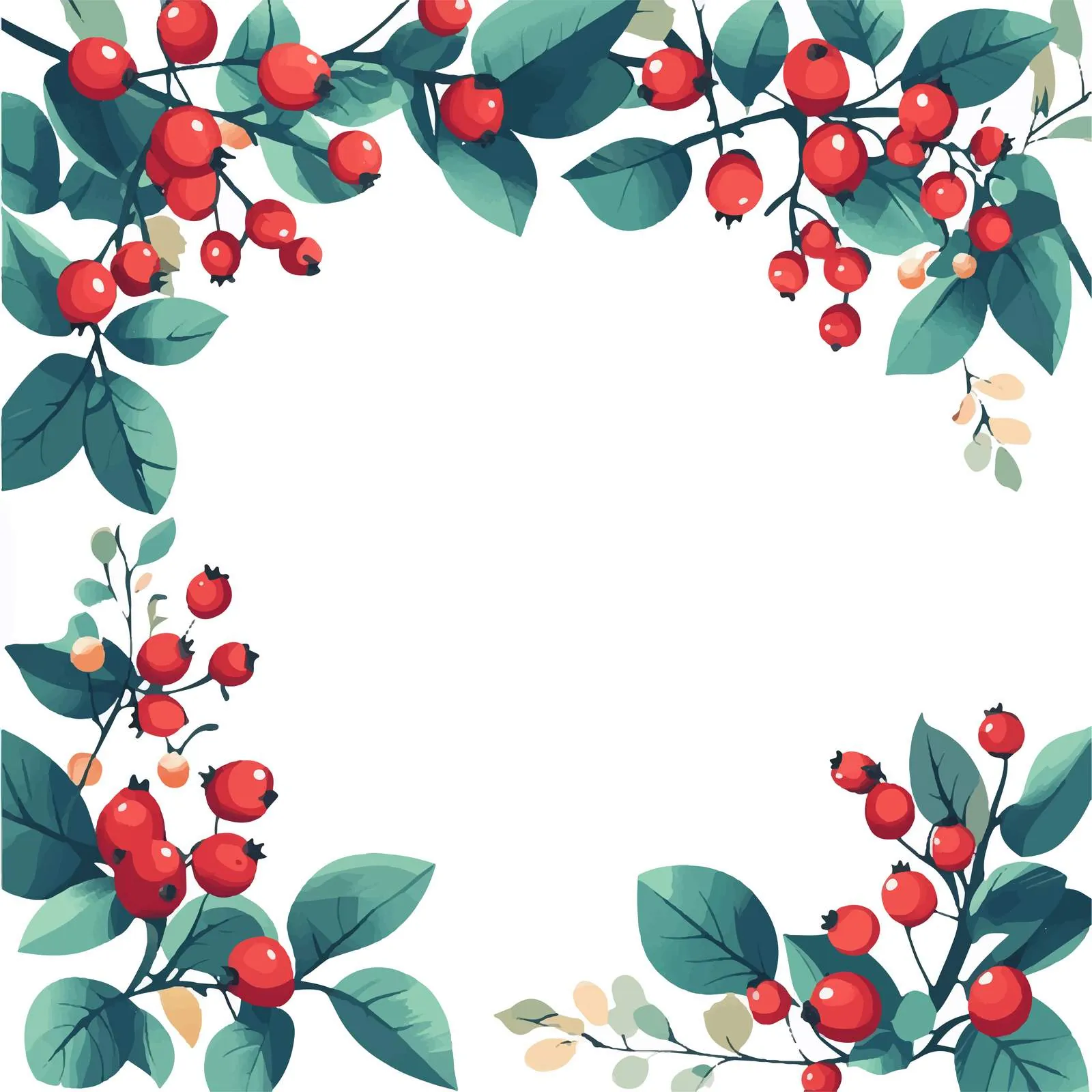 Framed Square Card Template with Lingonberries — free download from Dotvec