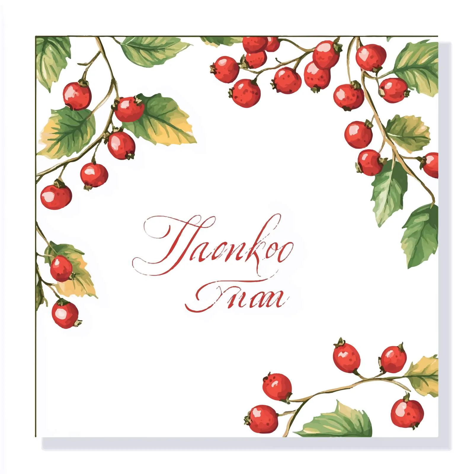 Decorative Square Card Template with Lingonberries — free download from Dotvec